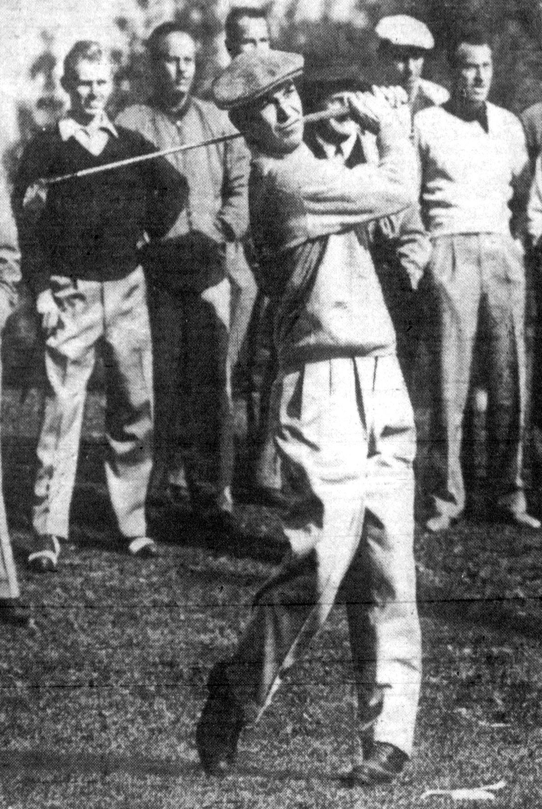 Ben Hogan finishing a drive in 1950