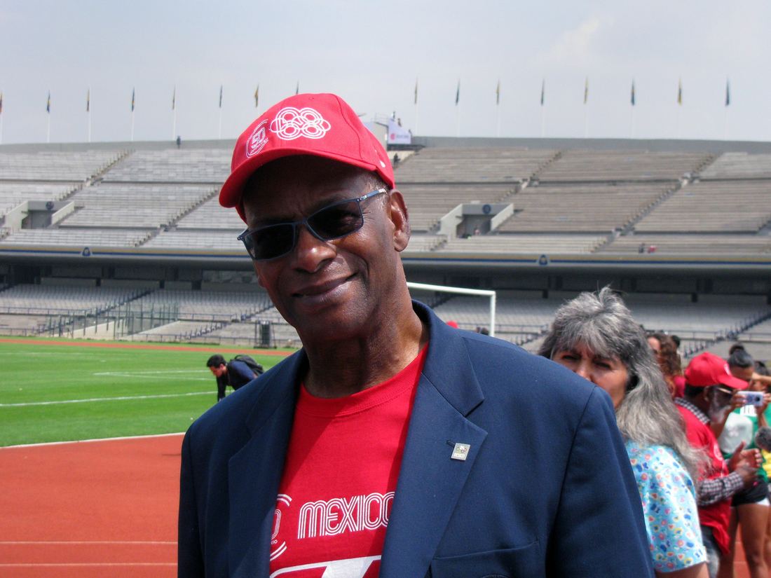 Bob Beamon at an event marking 50 years since the 1968 Games