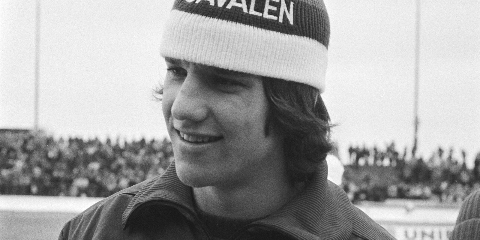 Eric Heiden in his skating suit after a race