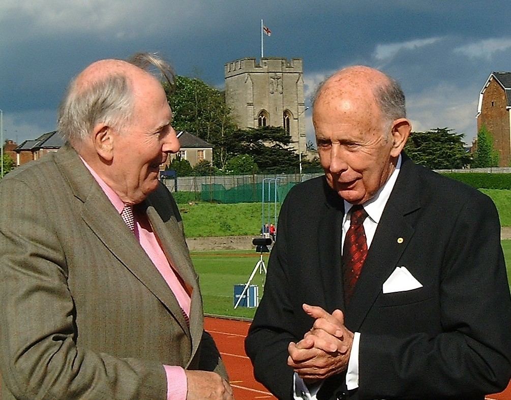 Roger Bannister and John Landy at Iffley Road track in 2004