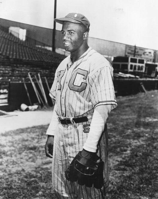 Jackie Robinson in a Kansas City Monarchs uniform
