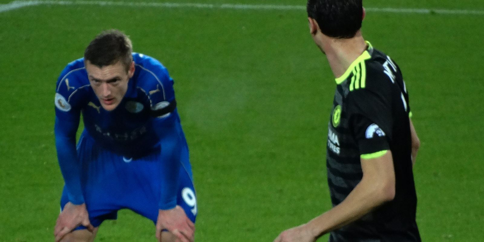 Jamie Vardy in a Leicester City shirt