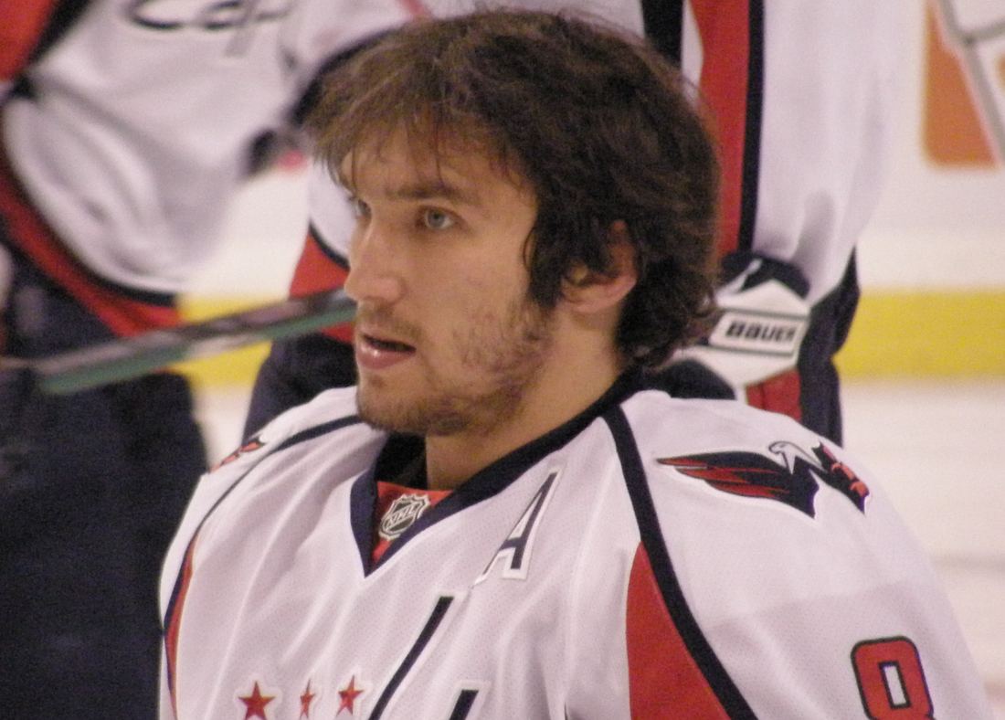 Alex Ovechkin skating with the puck for Washington