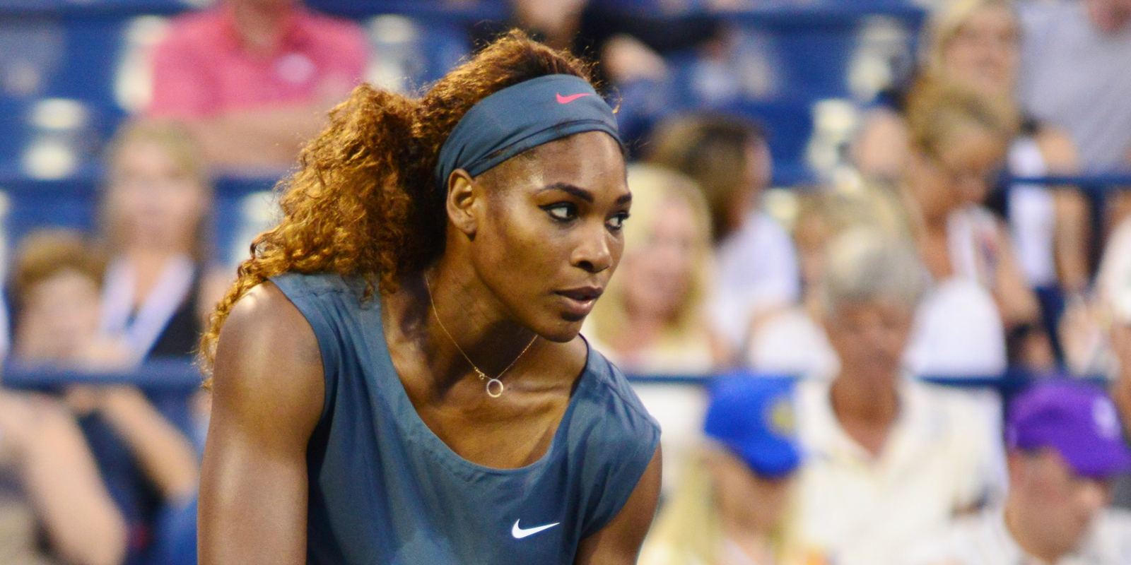 Serena Williams hitting a forehand at the 2013 US Open