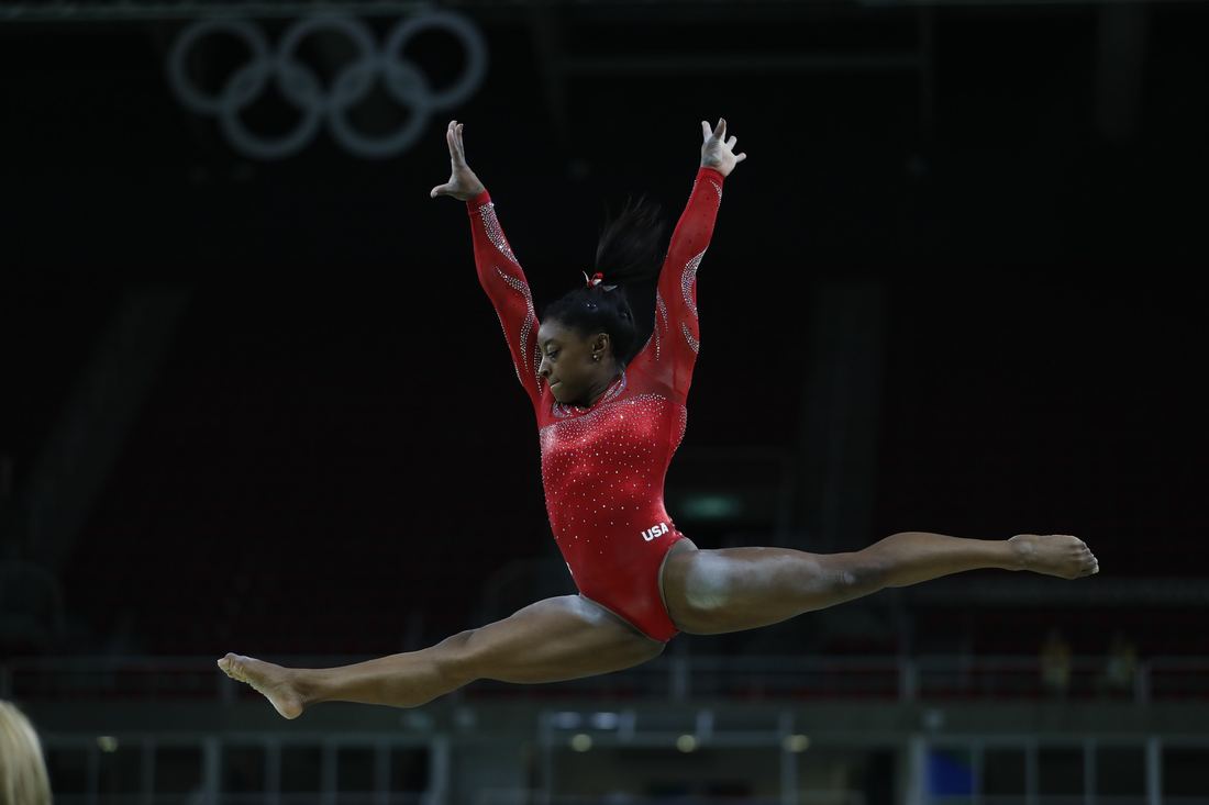 Simone Biles on the balance beam at the Rio 2016 Olympics