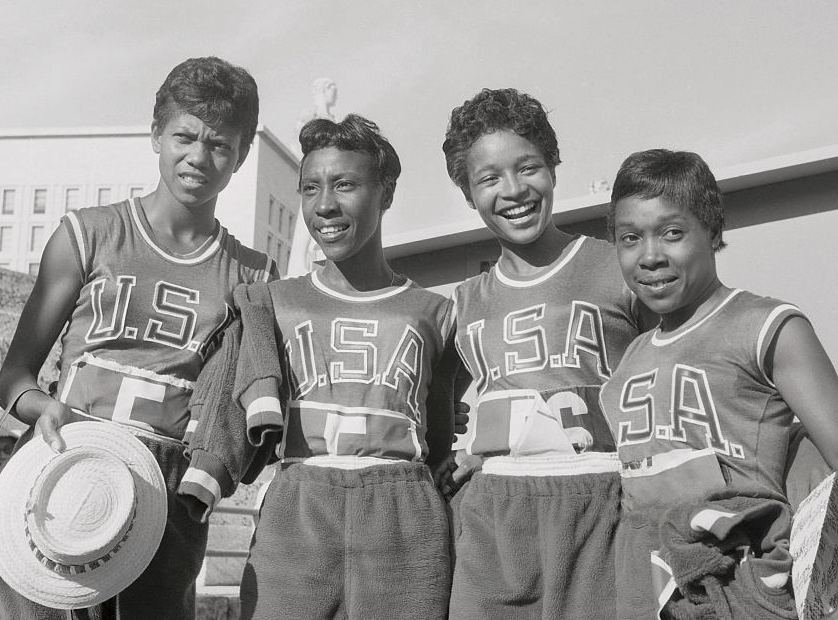 Wilma Rudolph with relay teammates Lucinda Williams, Barbara Jones and Martha Hudson in 1960